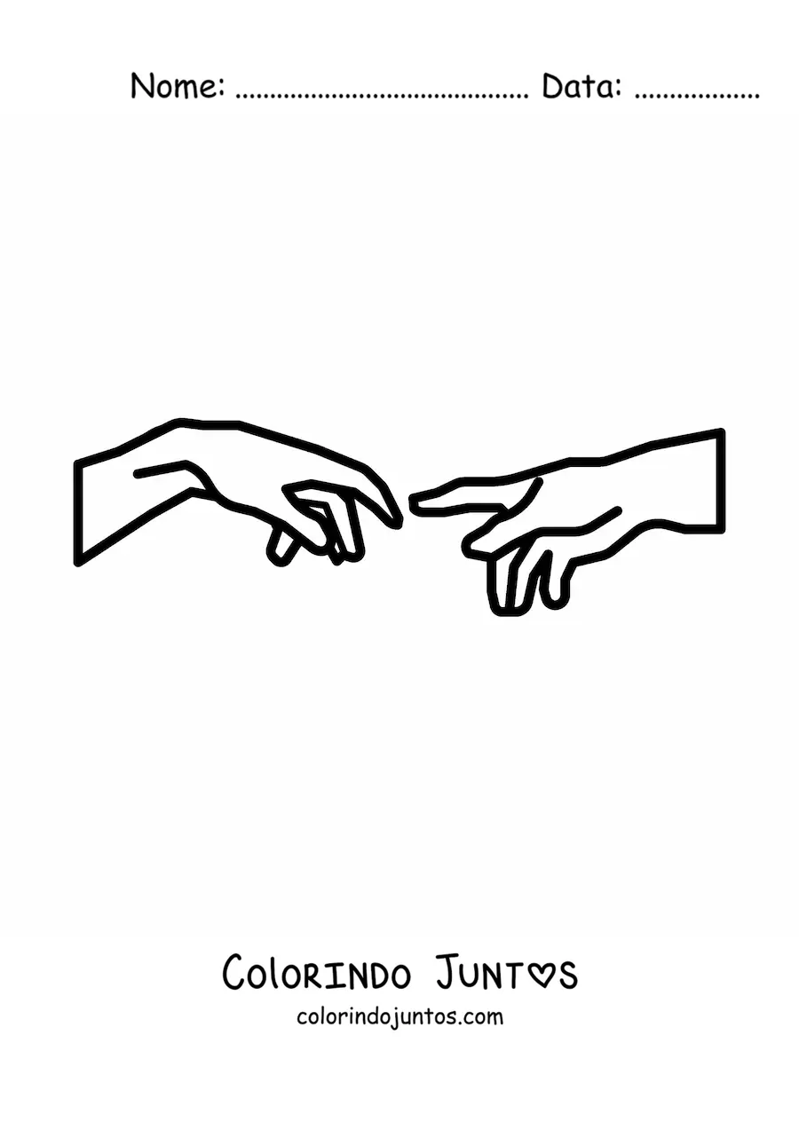 Desenho para colorir da mão de deus como aparece em A Criação de Adão