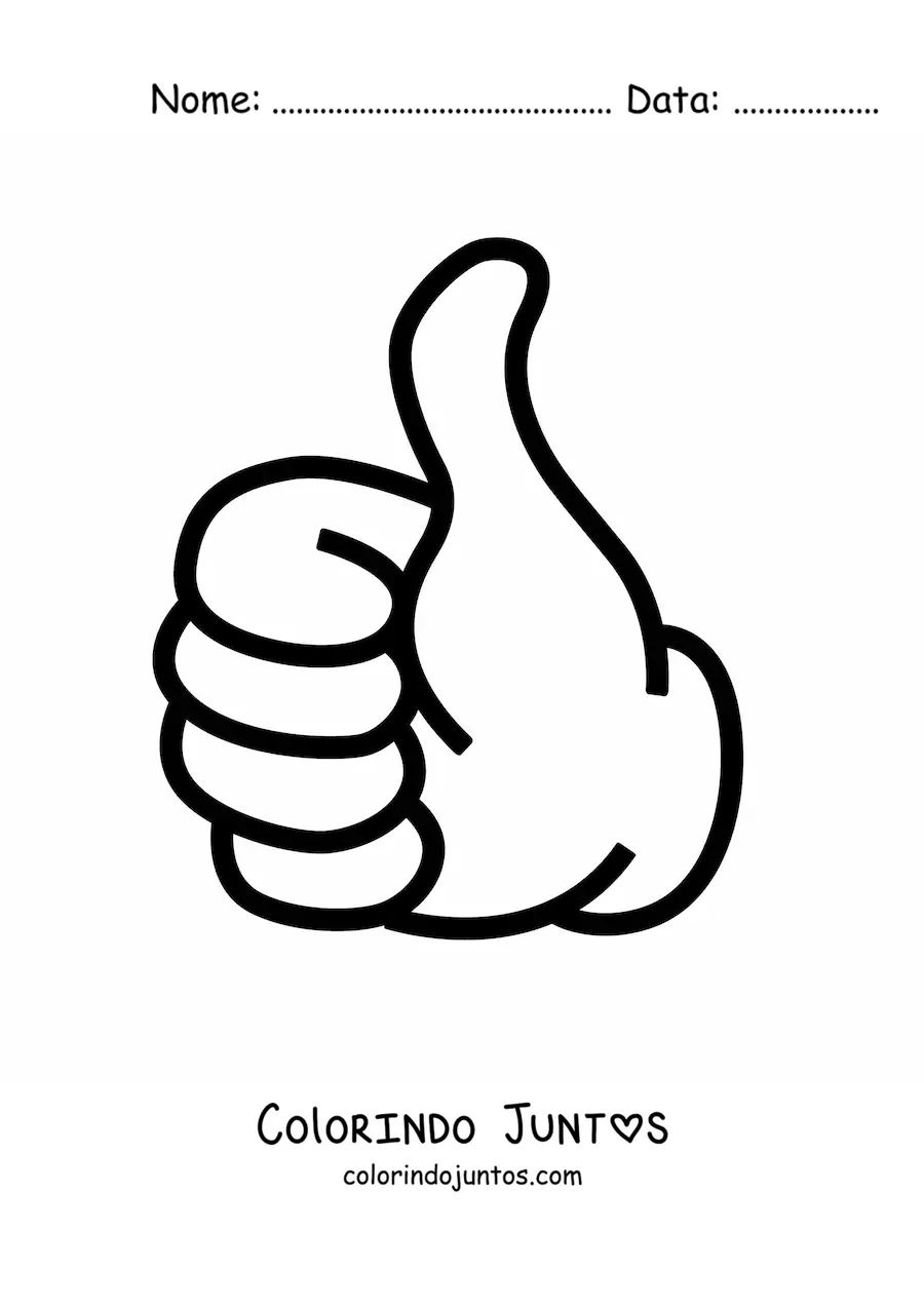 Desenho para colorir de mão com o polegar para cima