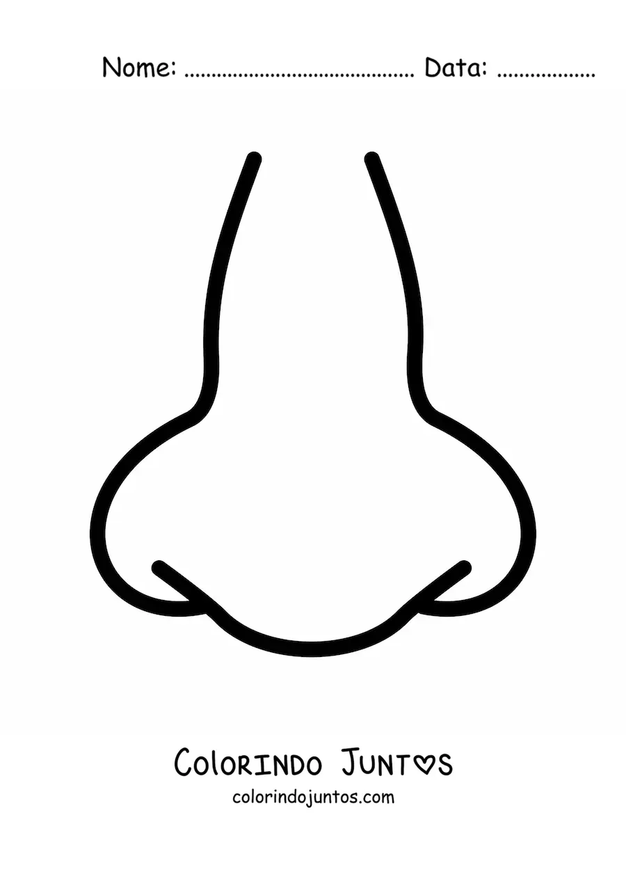 Desenho para colorir de um nariz de frente
