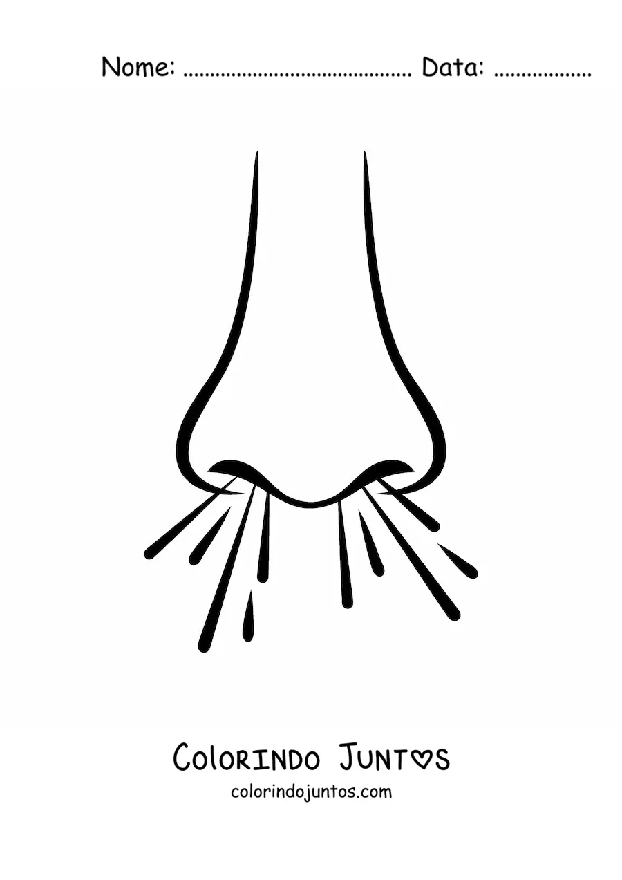Desenho para colorir de um nariz respirando