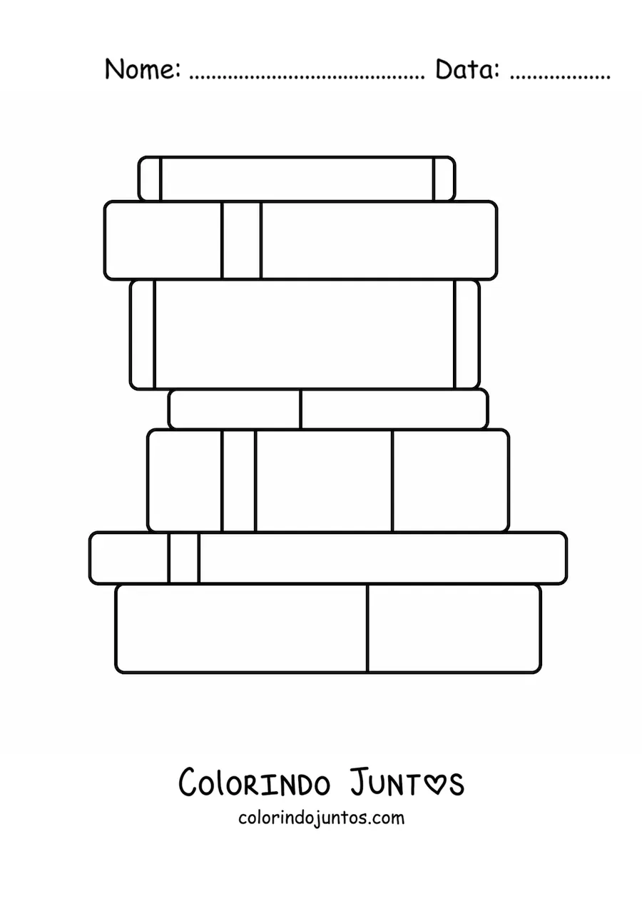 Desenho para colorir de vários livros empilhados