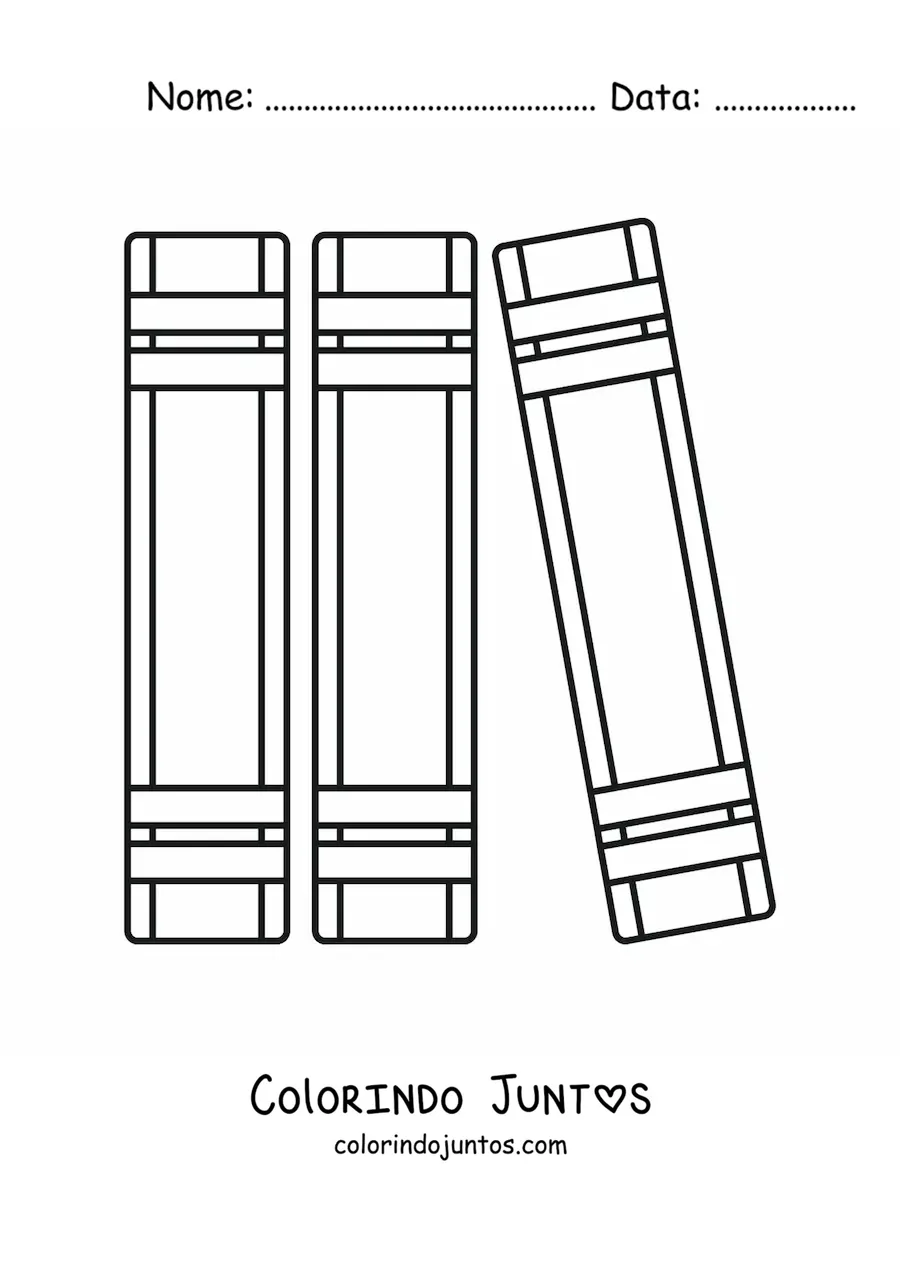 Desenho para colorir de três livros organizados