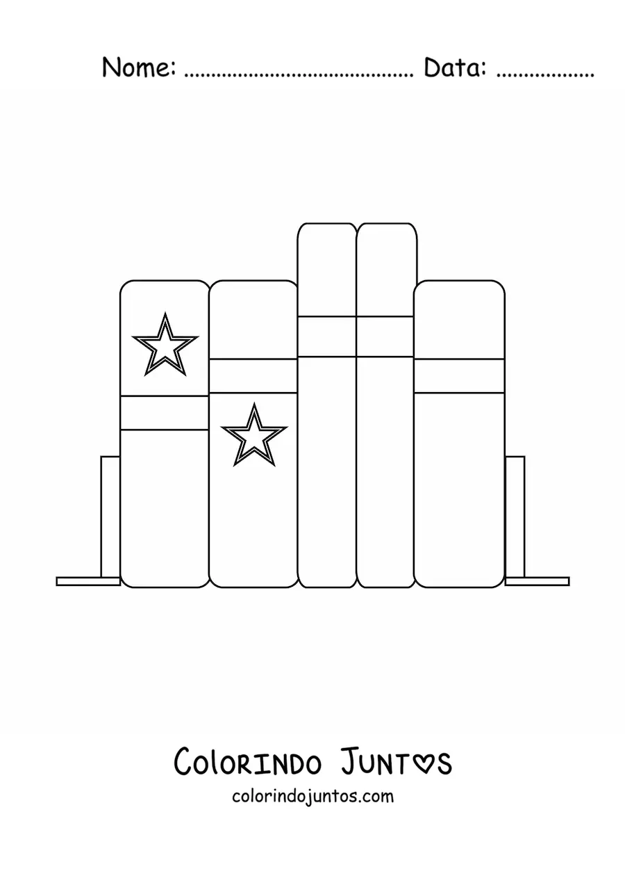 Desenho para colorir de vários livros em uma estante
