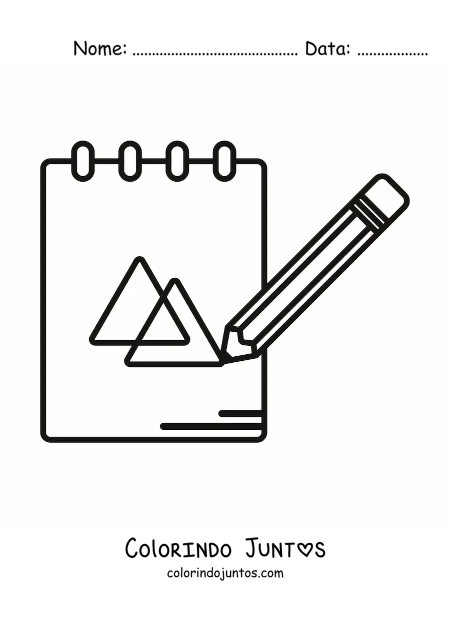 Desenho para colorir de um lápis escrevendo em um caderno