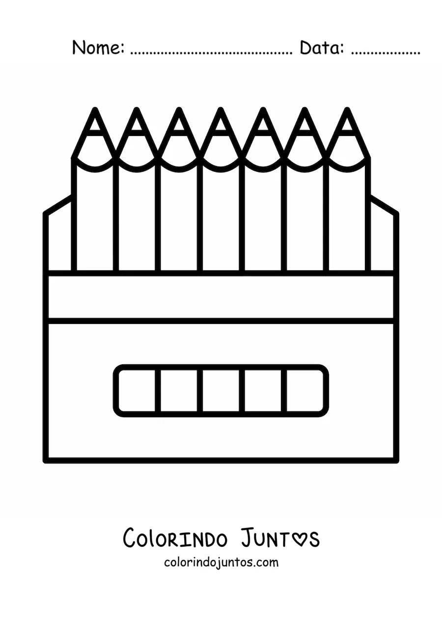 Desenho para colorir de uma caixa de lápis de cor