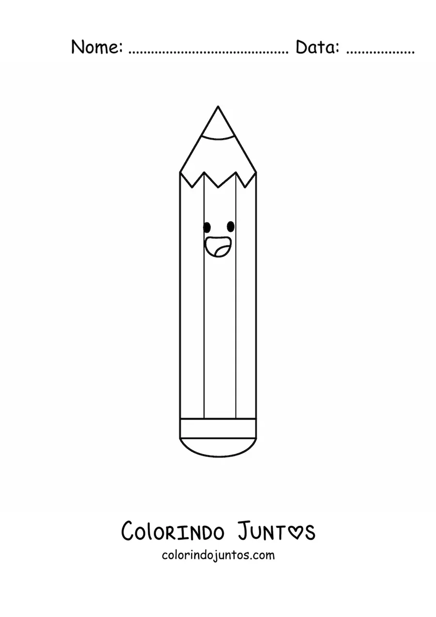 Desenho para colorir de um lápis animado feliz