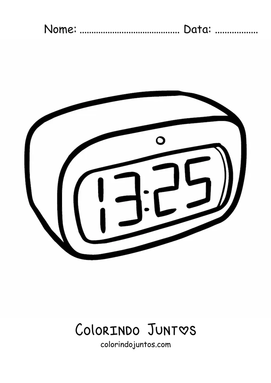 Desenho para colorir de um relógio despertador digital