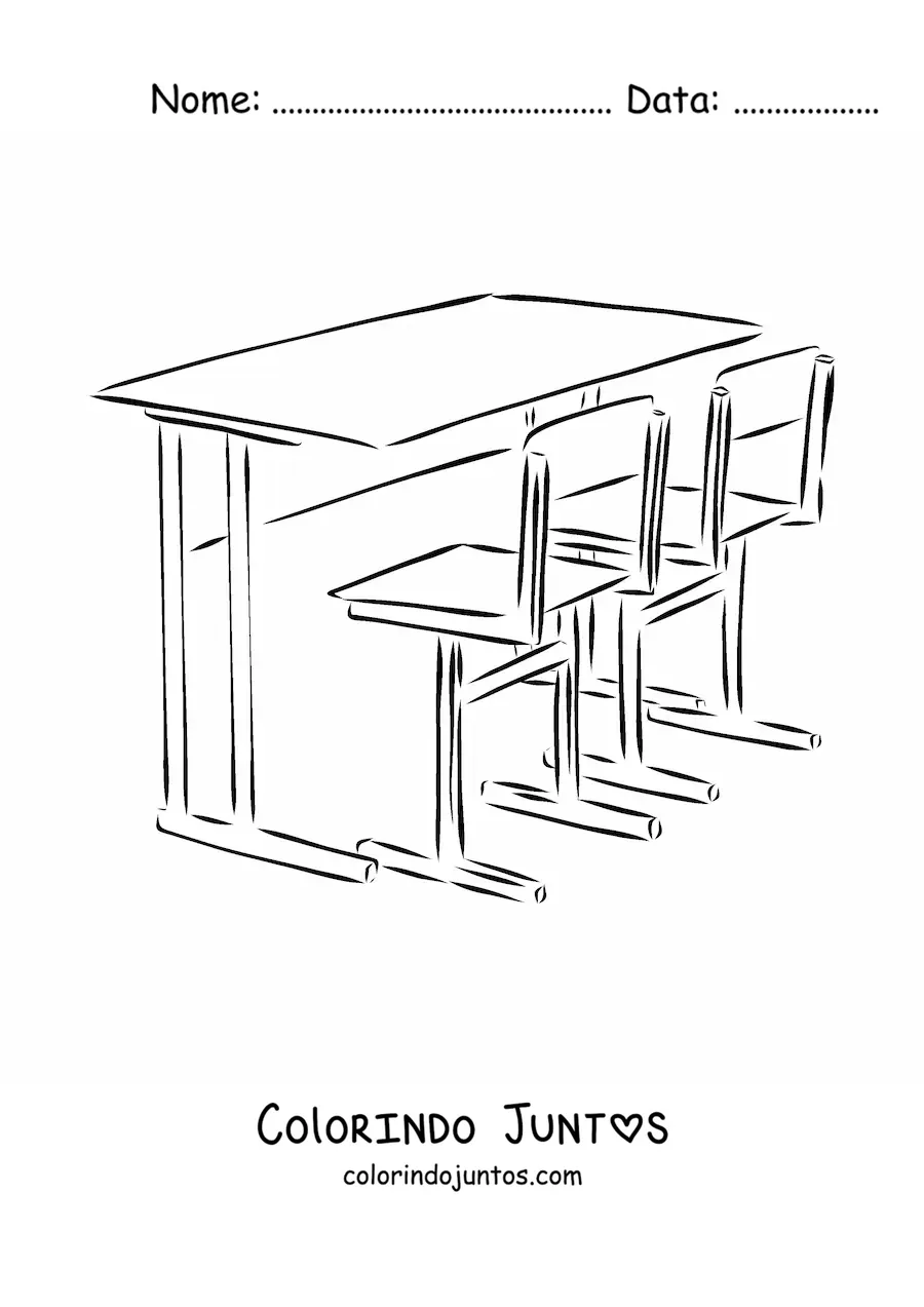 Desenho para colorir de uma carteira escolar