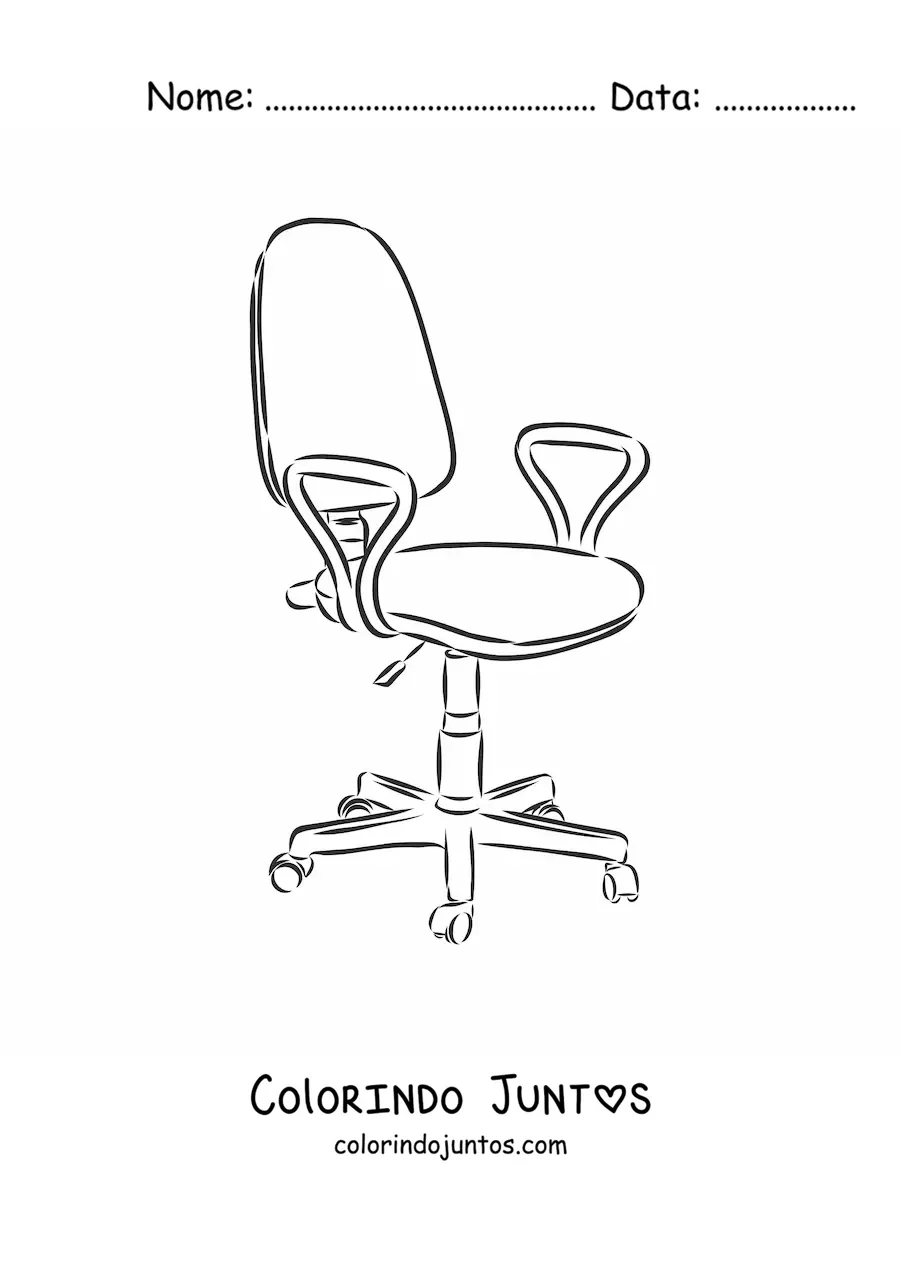 Desenho para colorir de uma cadeira de escritório com rodinhas