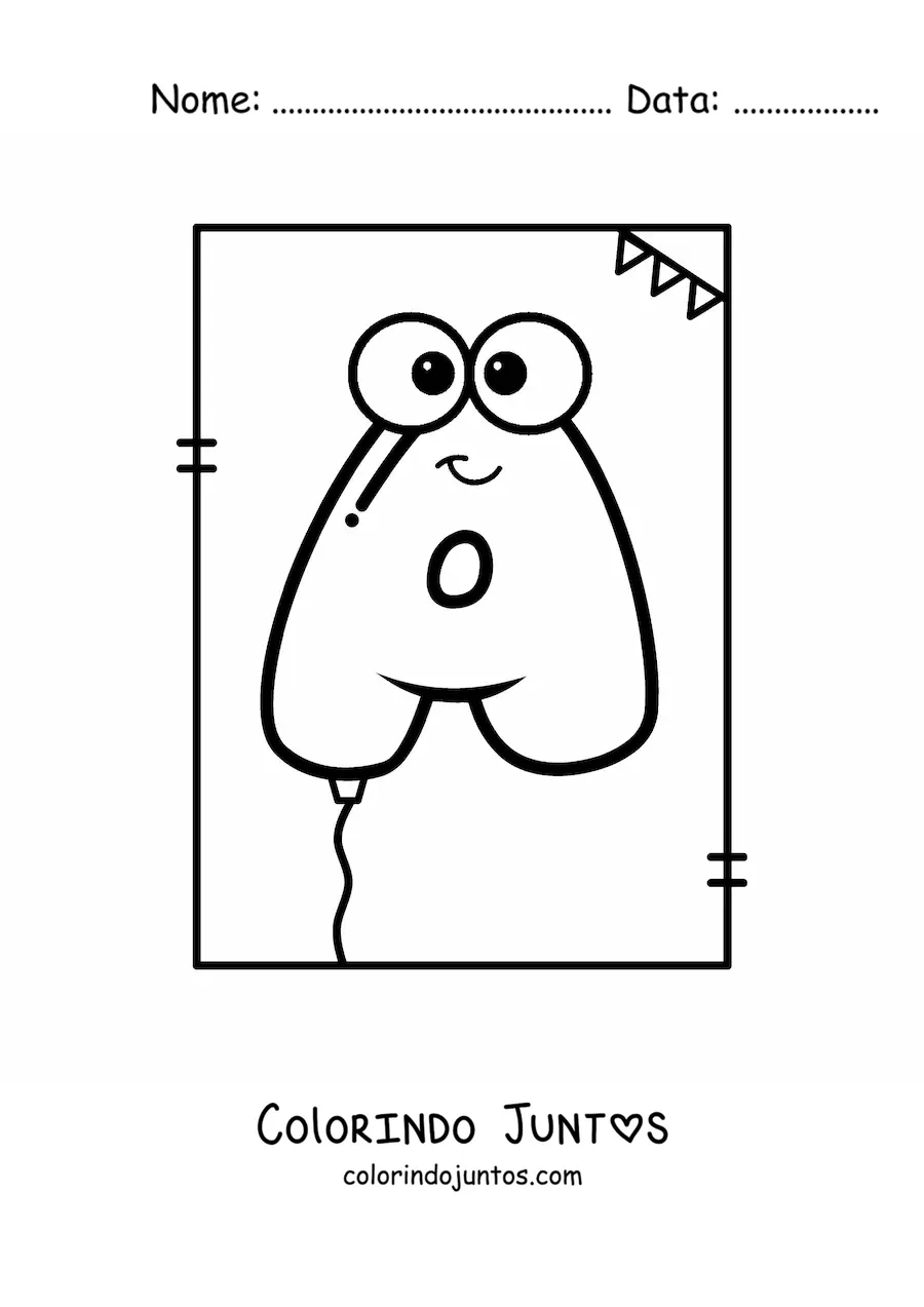 Desenho para colorir de um balão em formato da letra A
