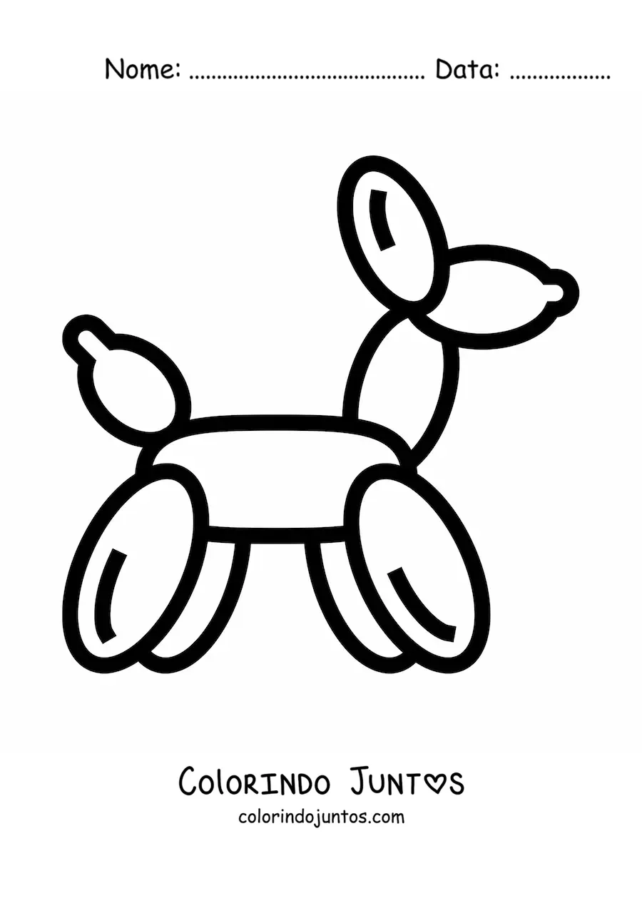 Desenho para colorir de um balão em formato de cachorro