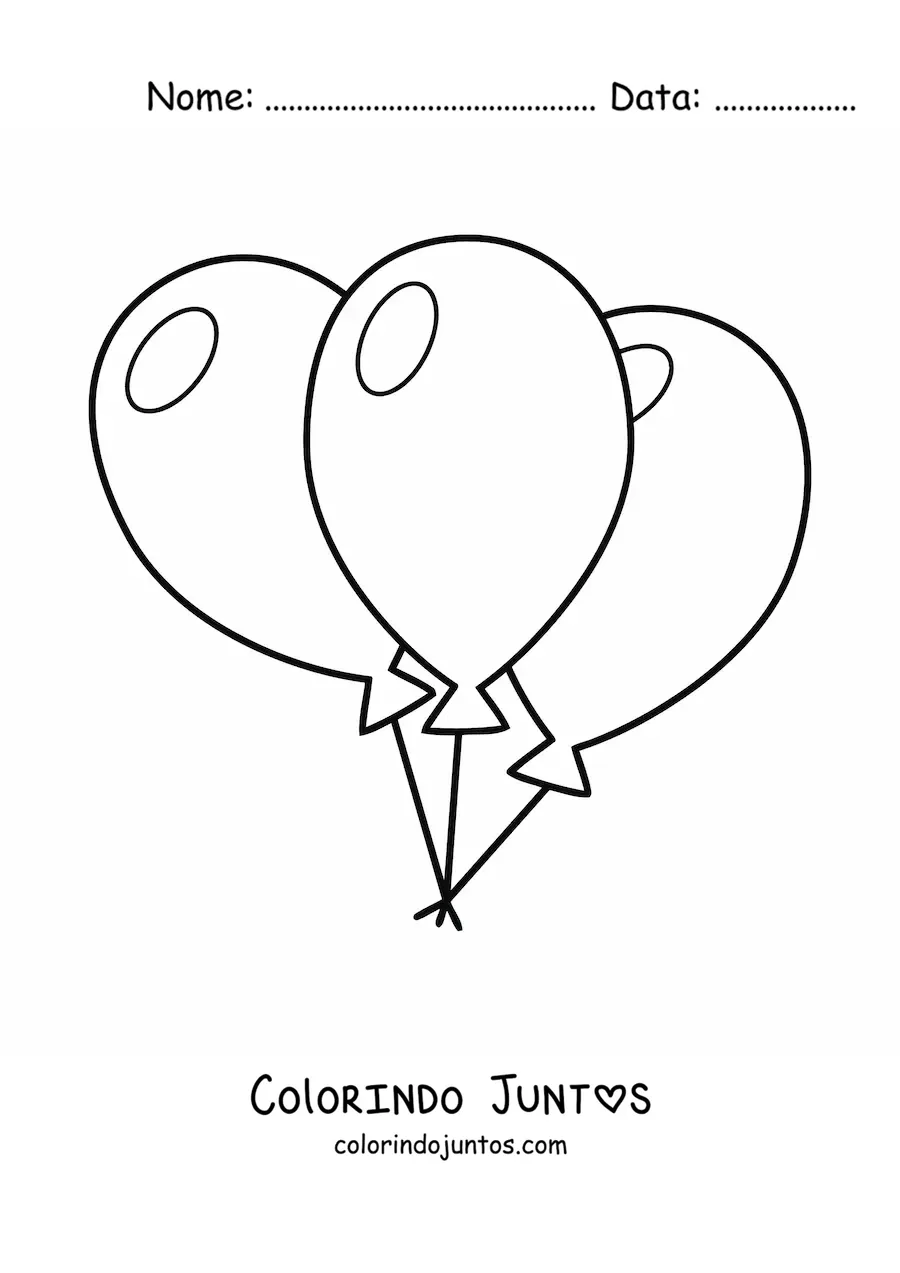 Desenho para colorir de três balões grandes