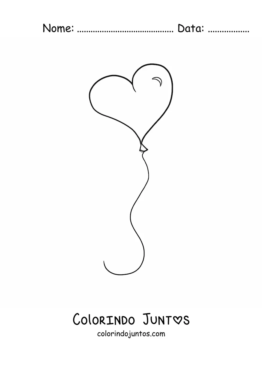 Desenho para colorir de um balão em formato de coração