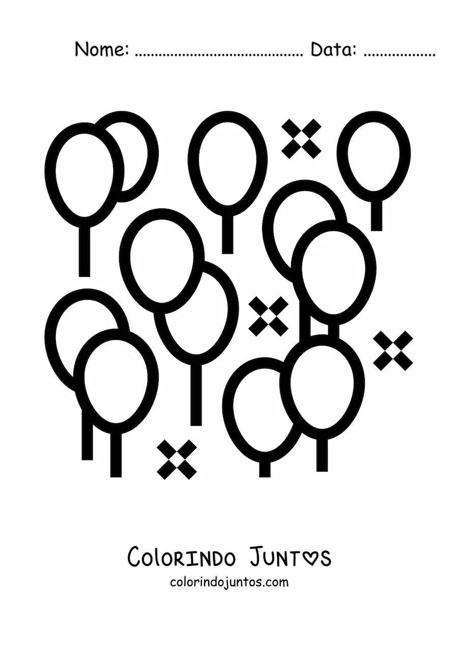 Desenho para colorir de vários balões de festa