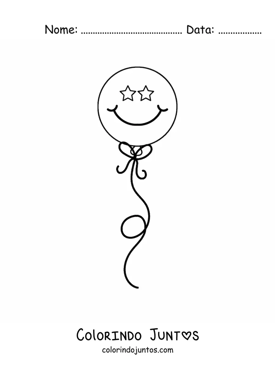 Desenho para colorir de um balão com carinha sorridente