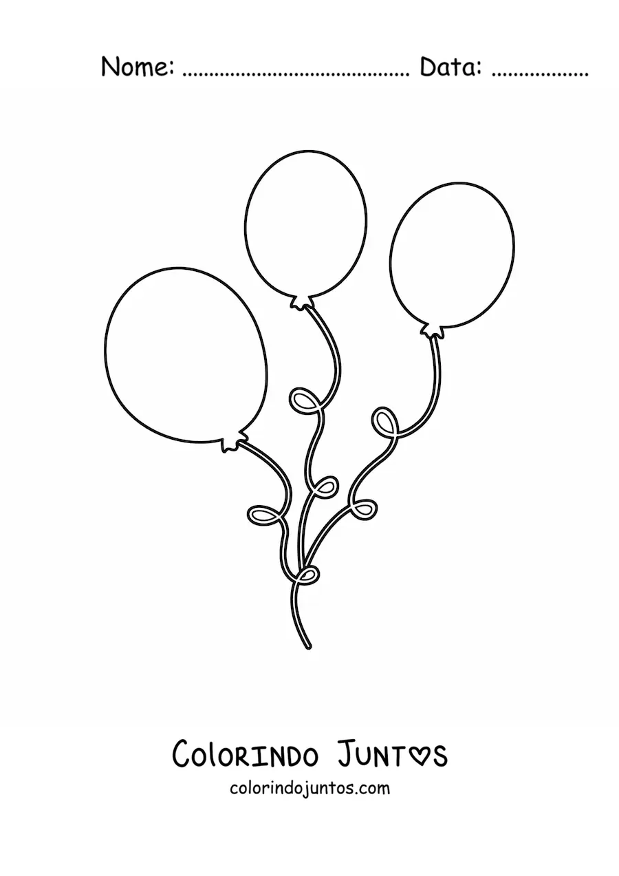 Desenho para colorir de três balões