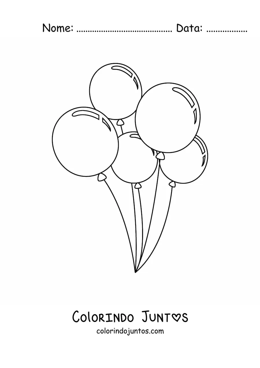 Desenho para colorir de cinco balões