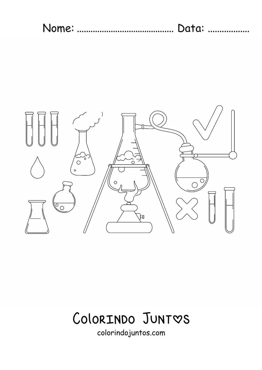 Desenho para colorir da destilação química