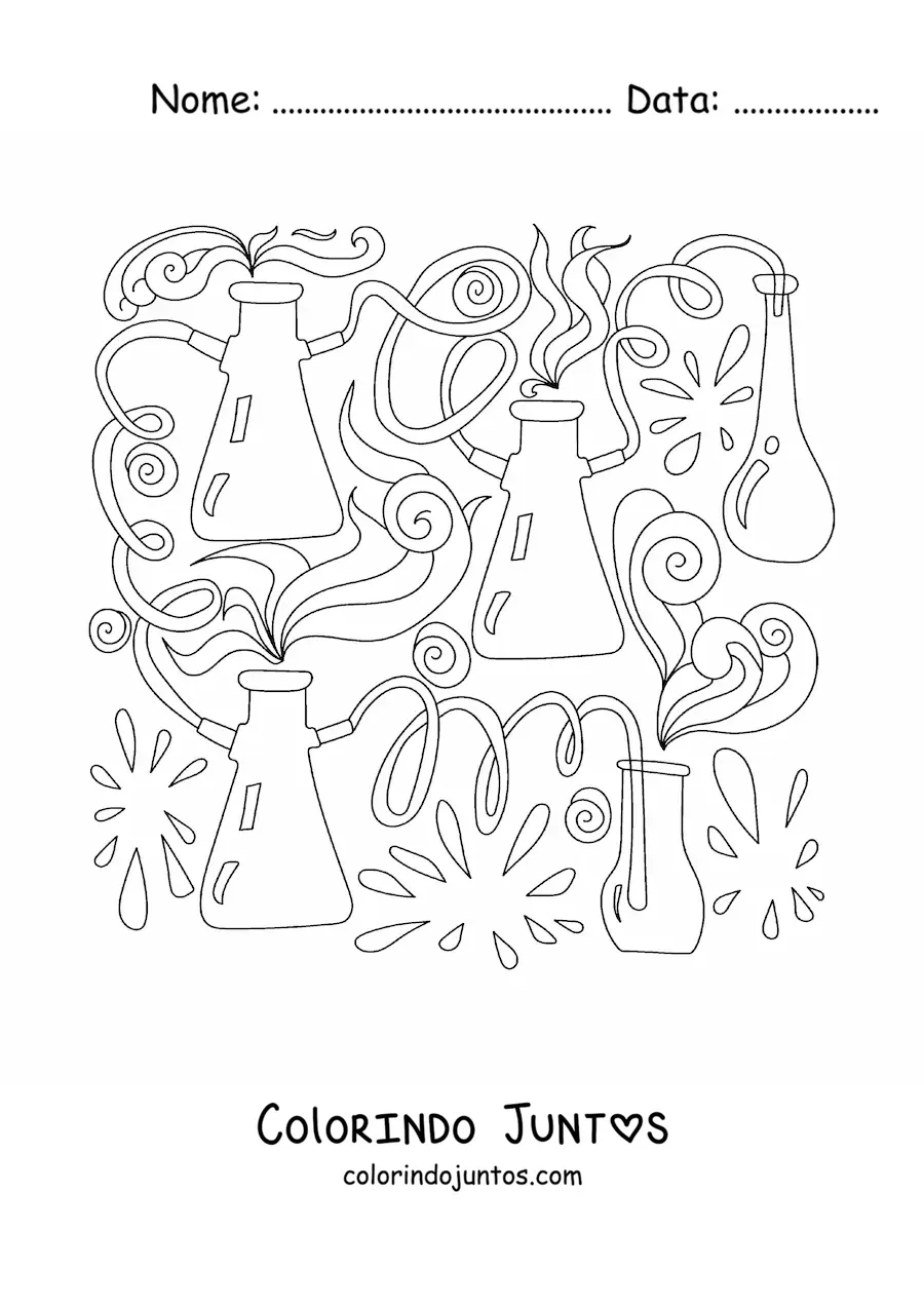 Desenho para colorir de várias misturas químicas