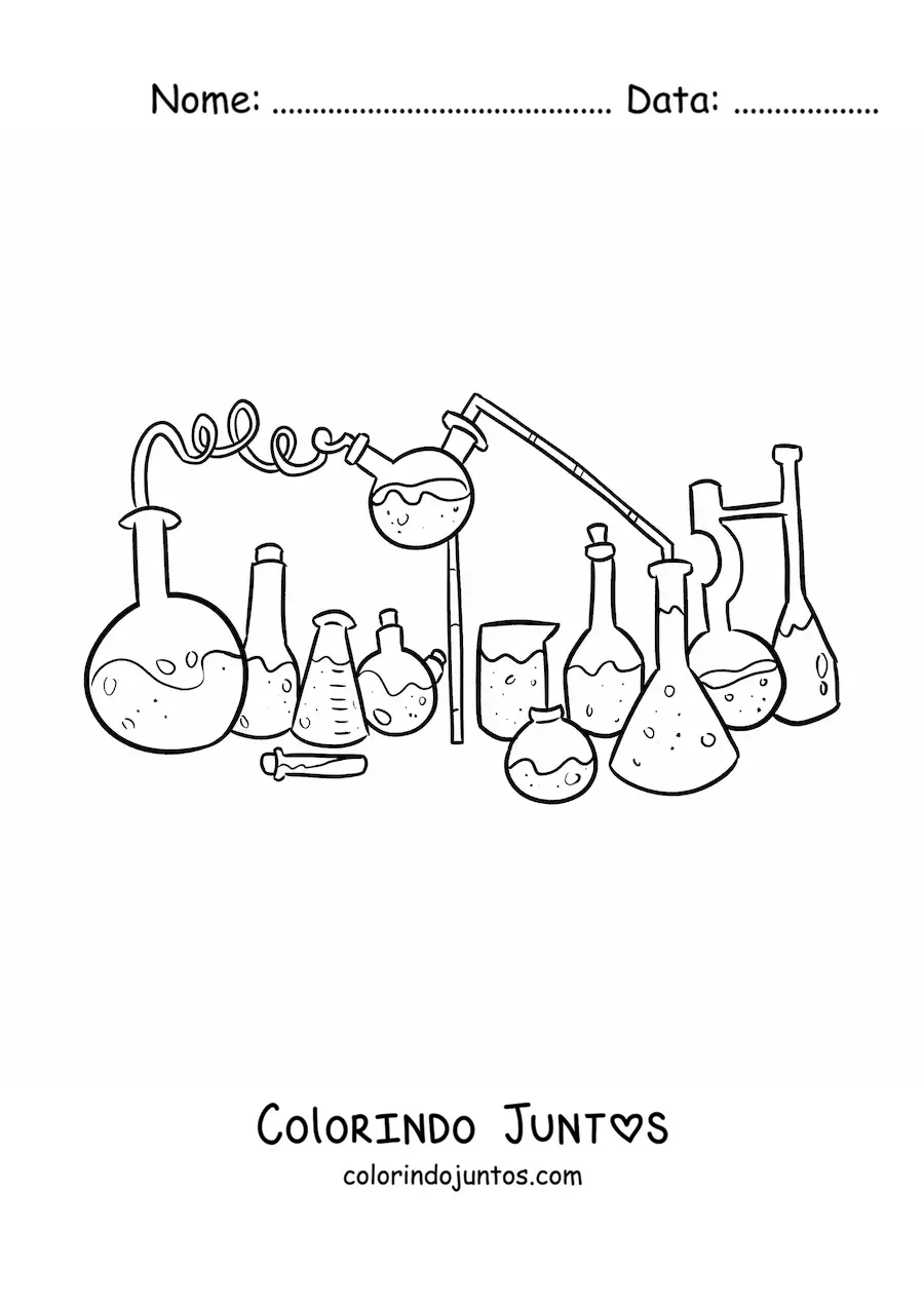 Desenho para colorir de instrumentos químicos