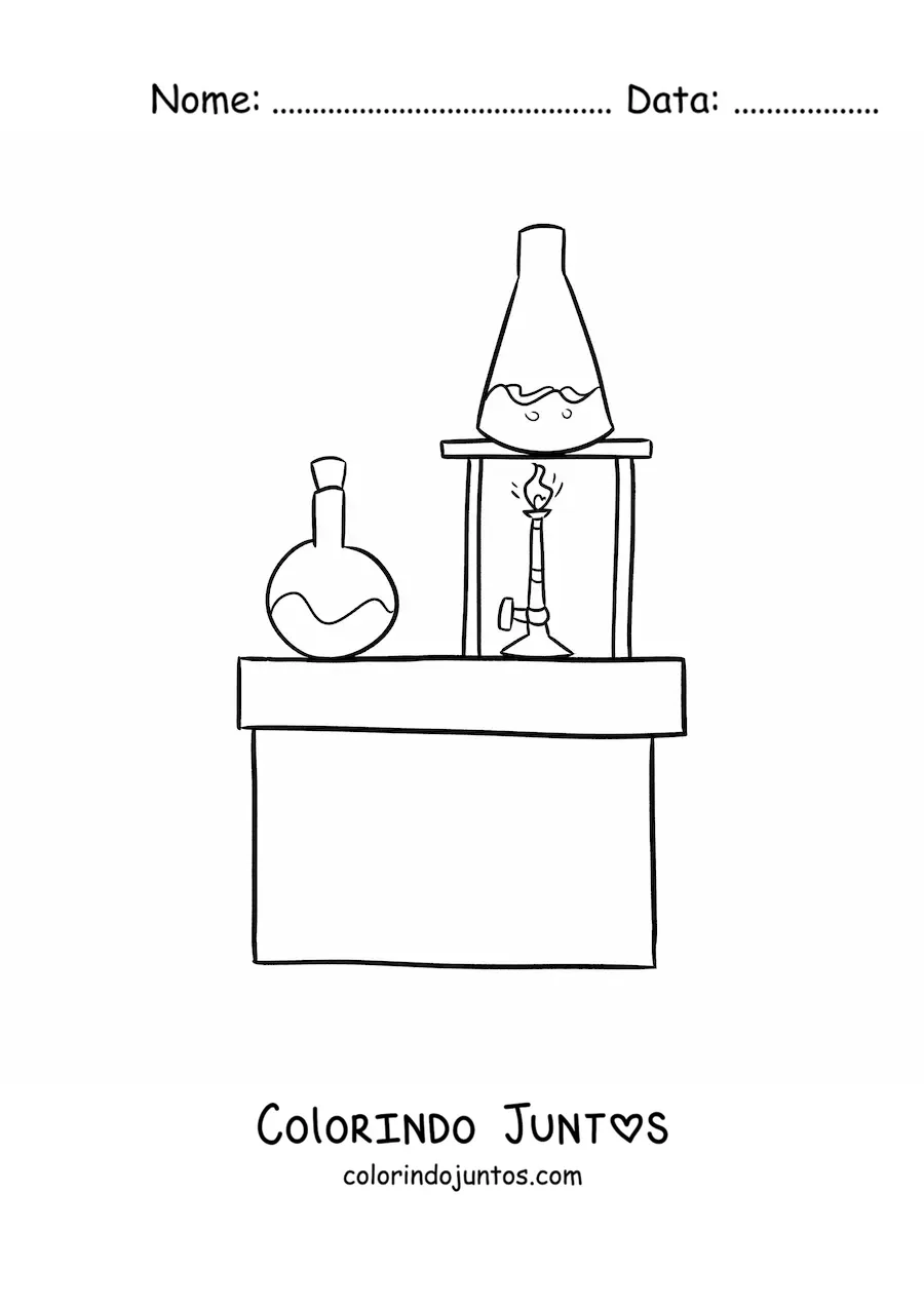 Desenho para colorir de um laboratório de química