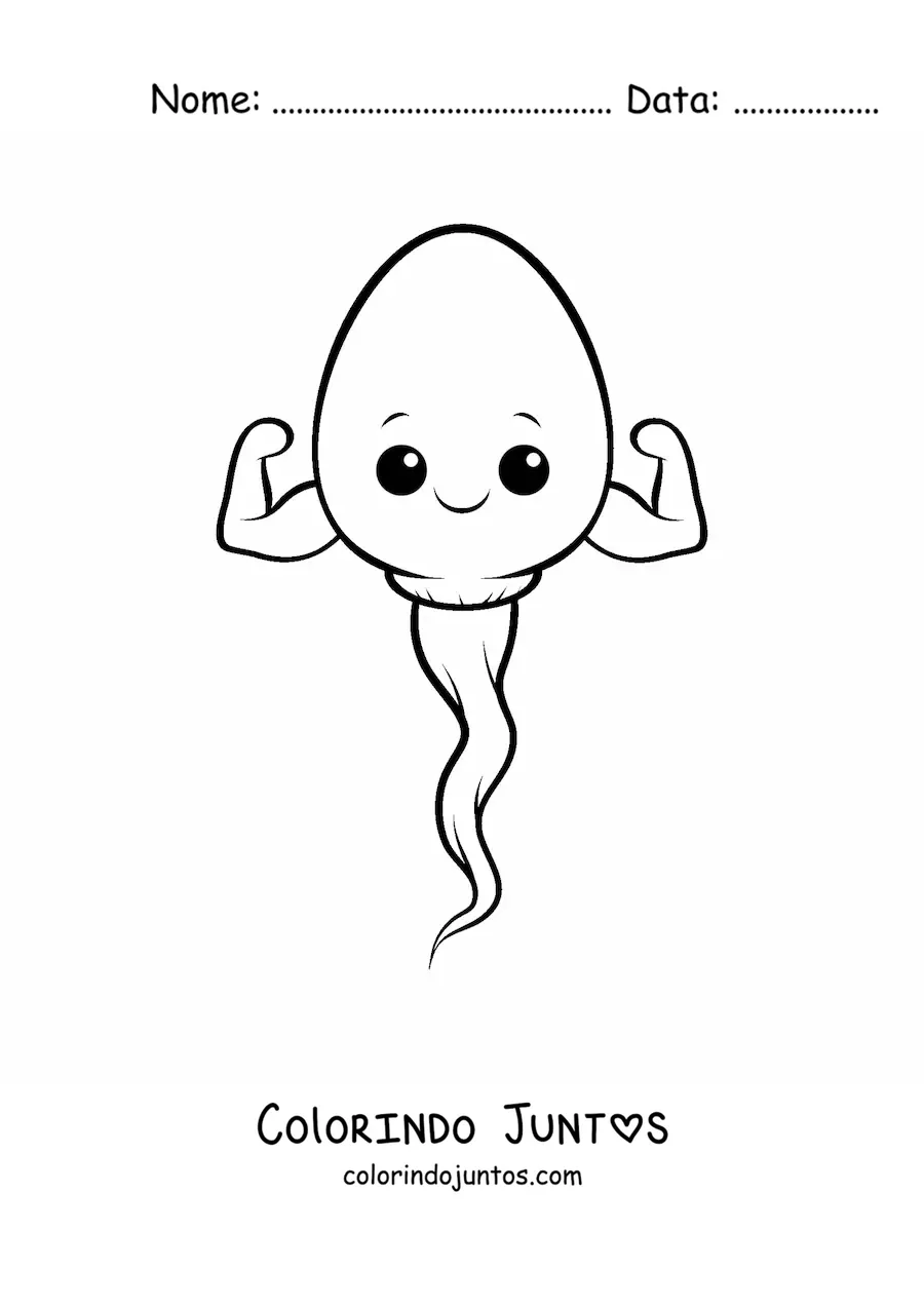 Desenho para colorir de um espermatozoide kawaii