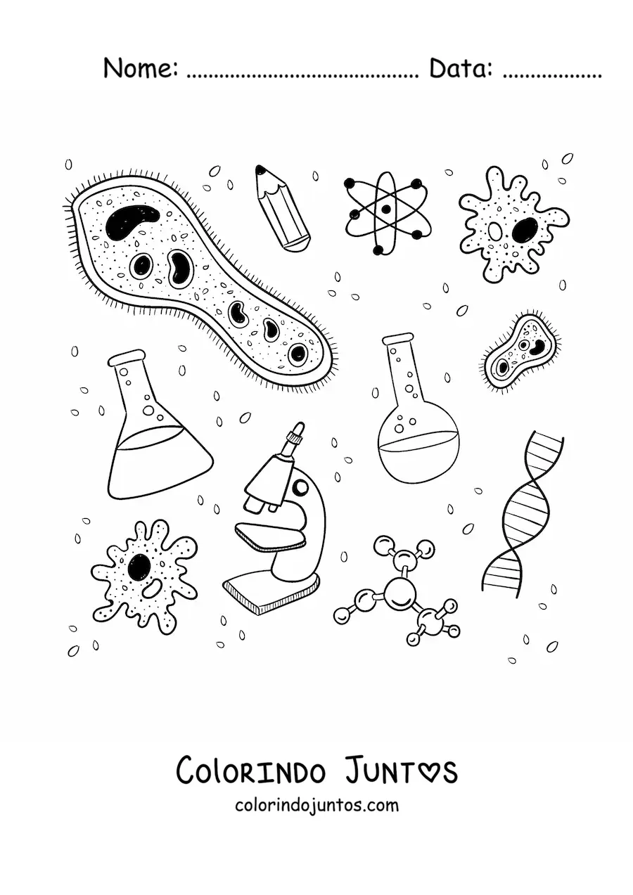 Desenho para colorir de um ícone de biologia celular
