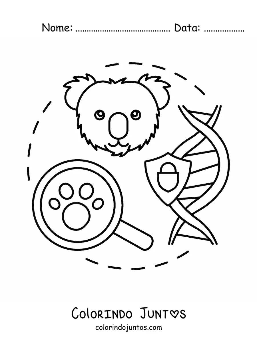 Desenho para colorir da genética da conservação