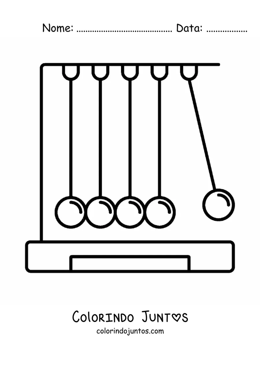 Desenho para colorir de um pêndulo de Newton
