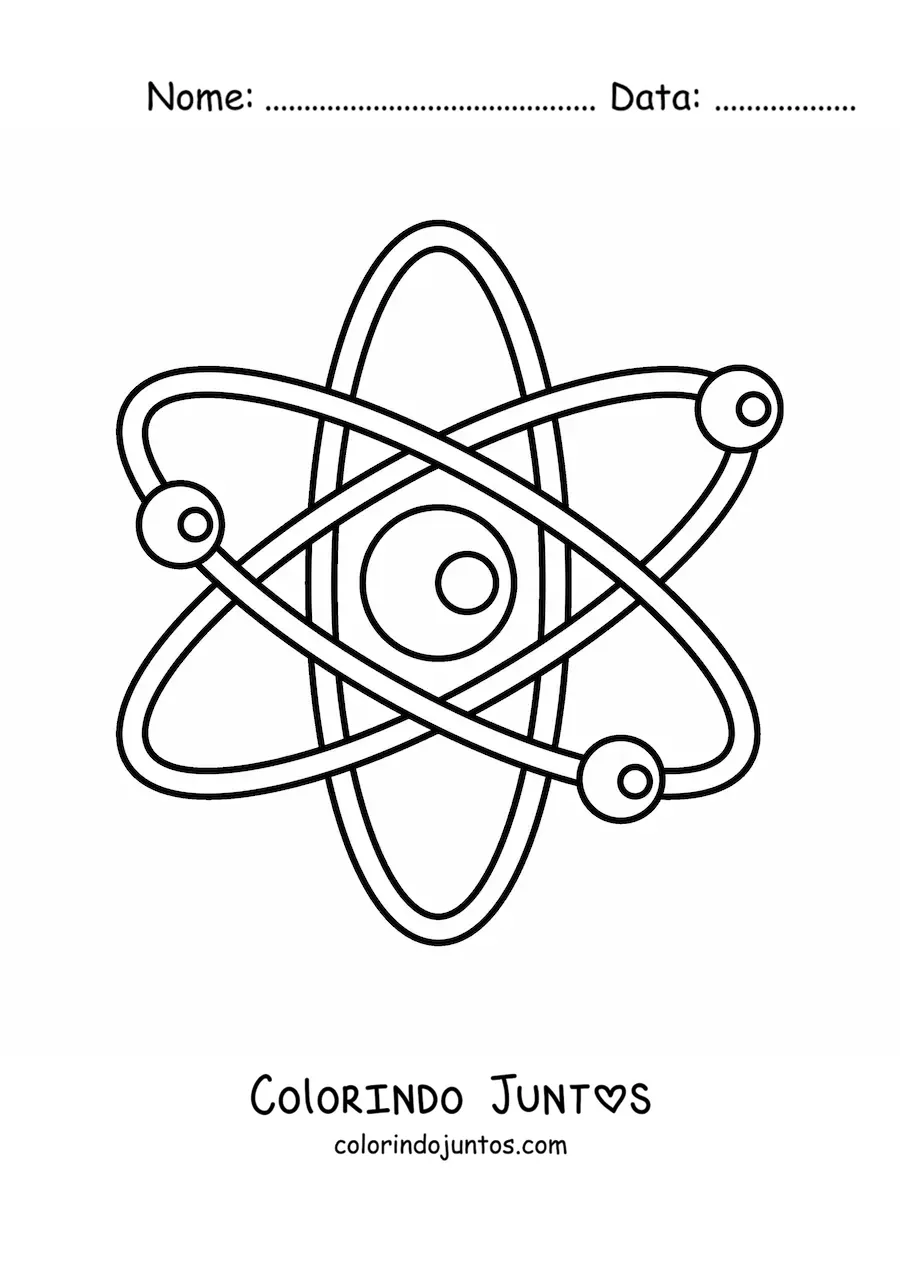 Desenho para colorir de um modelo do átomo