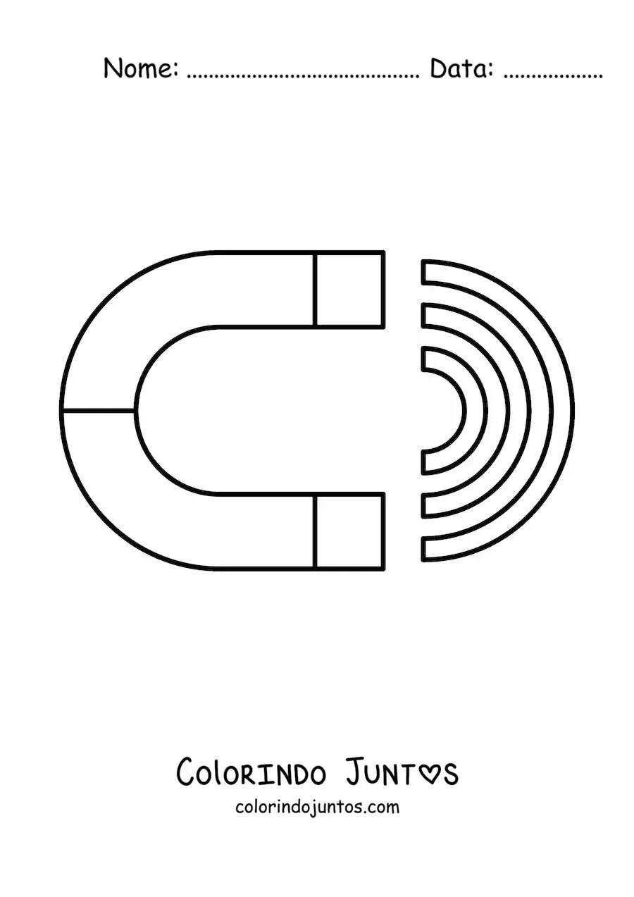 Desenho para colorir de um ímã e seu magnetismo