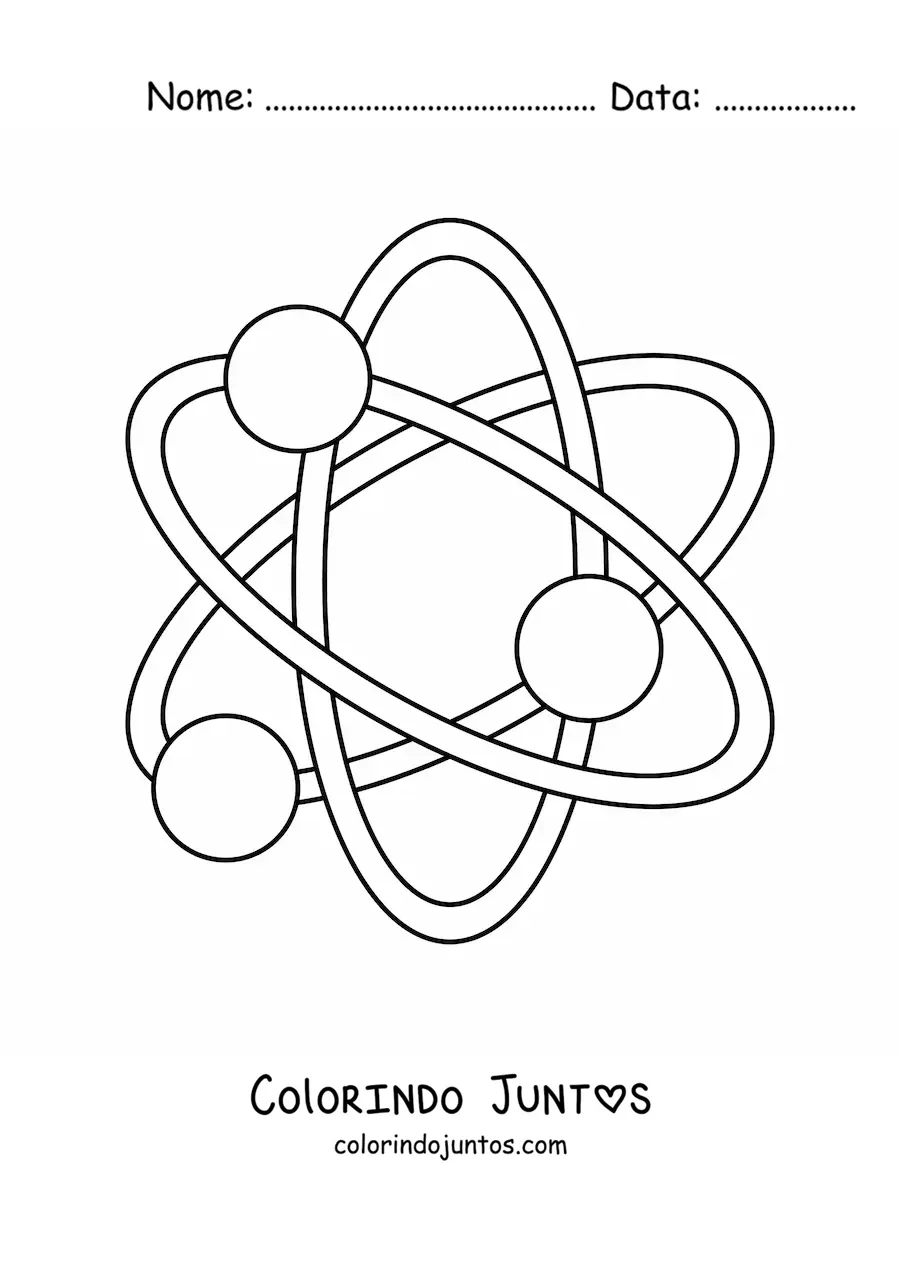 Desenho para colorir das partículas subatômicas
