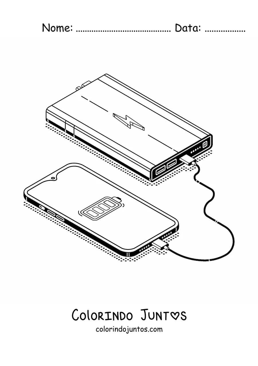 Desenho para colorir de um carregador portatil