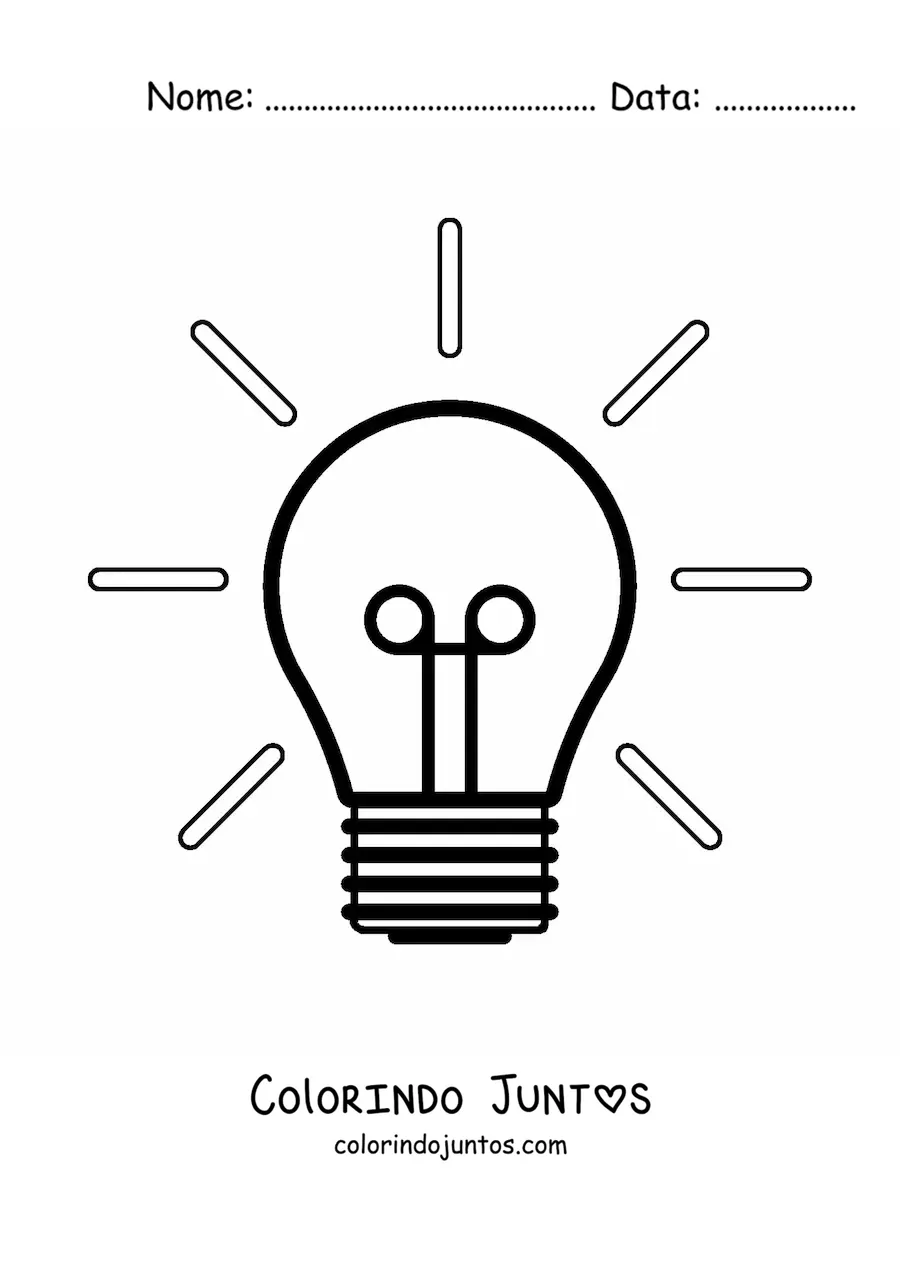 Desenho para colorir de uma lampada iluminando