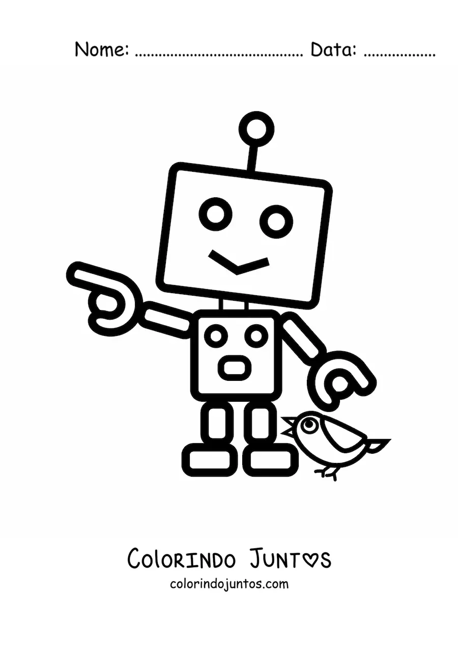Desenho para colorir de um robo com poligonos
