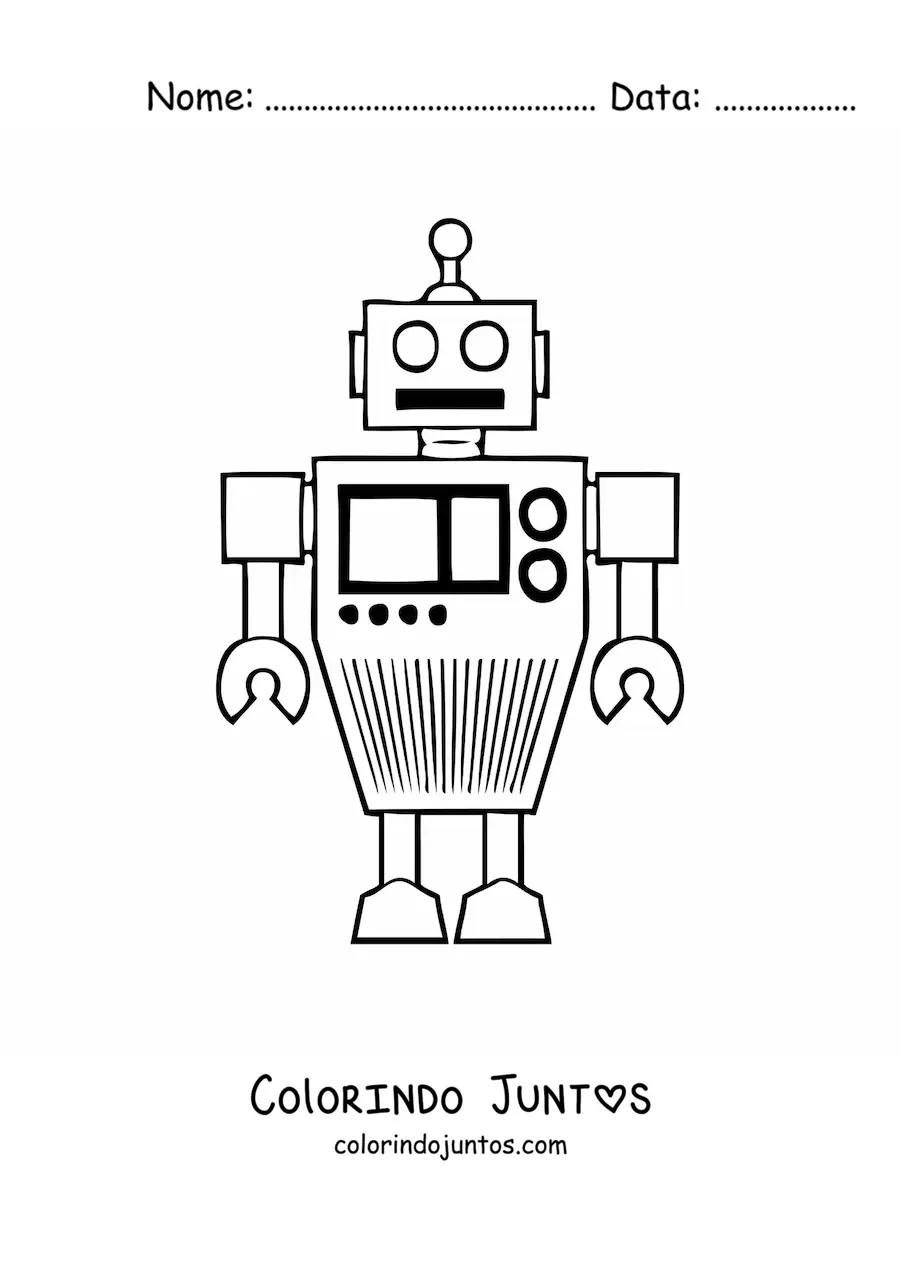 Desenho para colorir de um robo desenhado com figuras geometricas