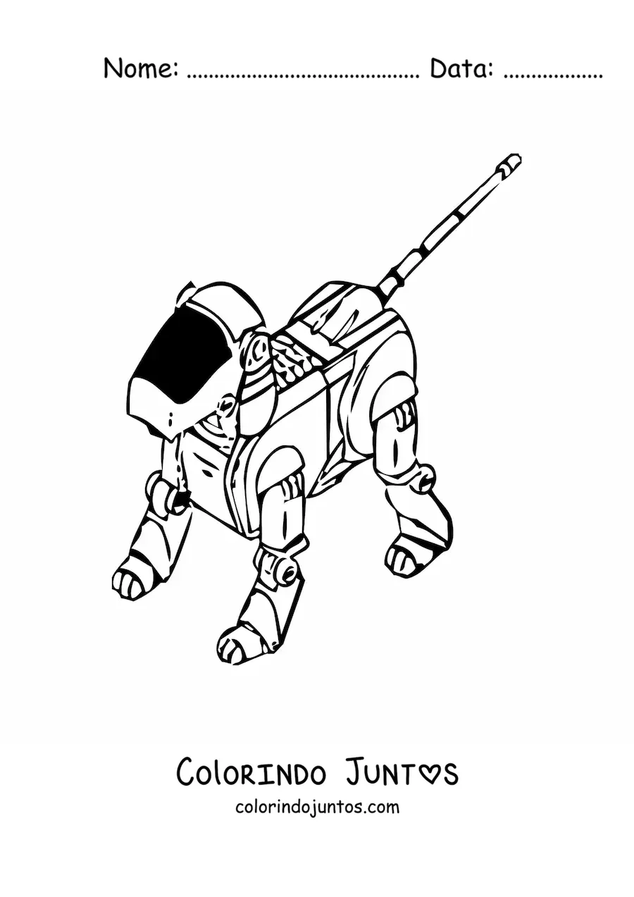 Desenho para colorir de um cachorro robo
