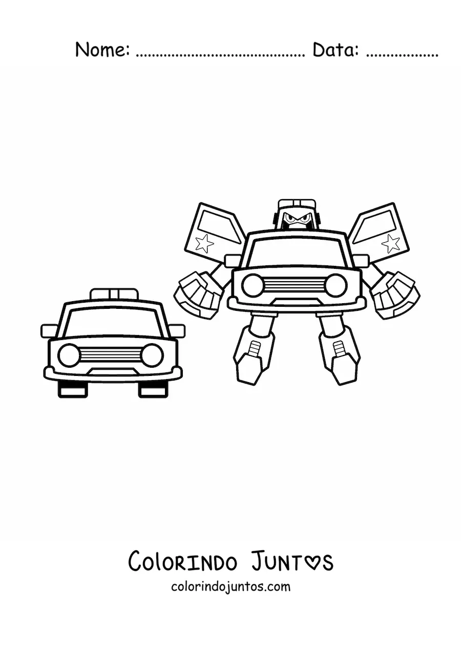 Desenho para colorir de um robo Transformer