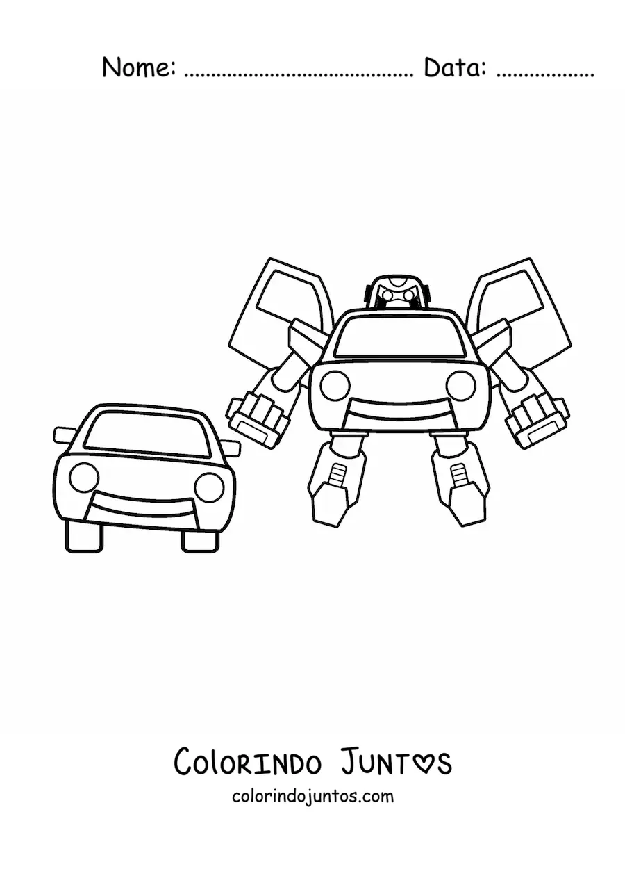 Desenho para colorir de um robo de Transformer