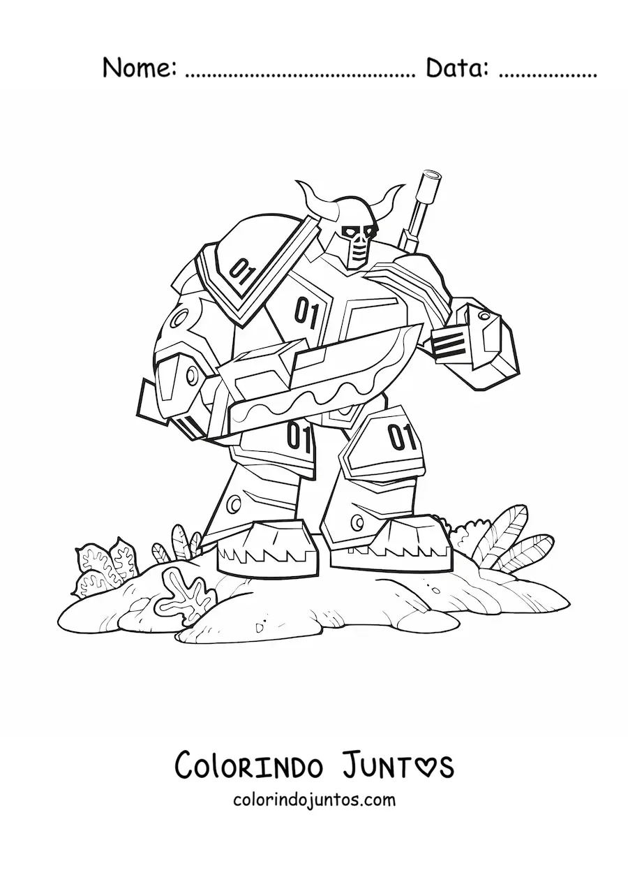 Desenho para colorir de um robo gigante de combate