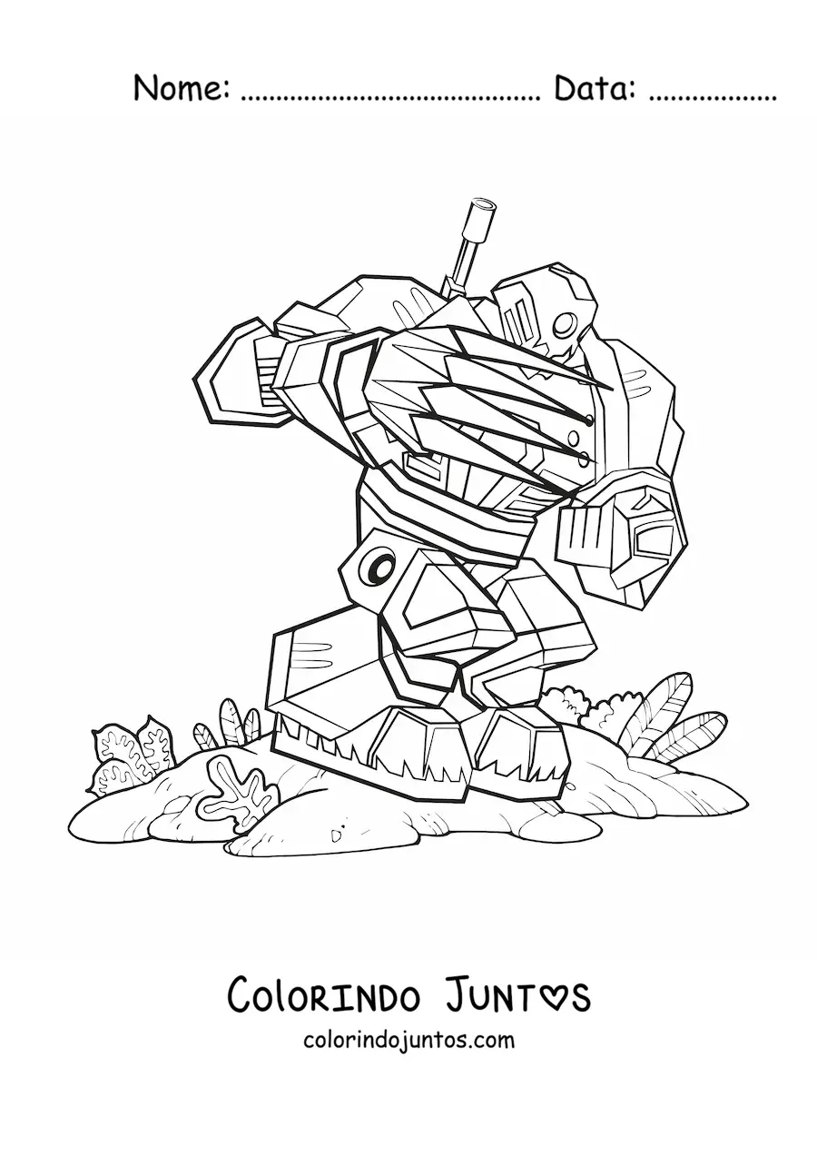 Desenho para colorir de um robo de luta com garras