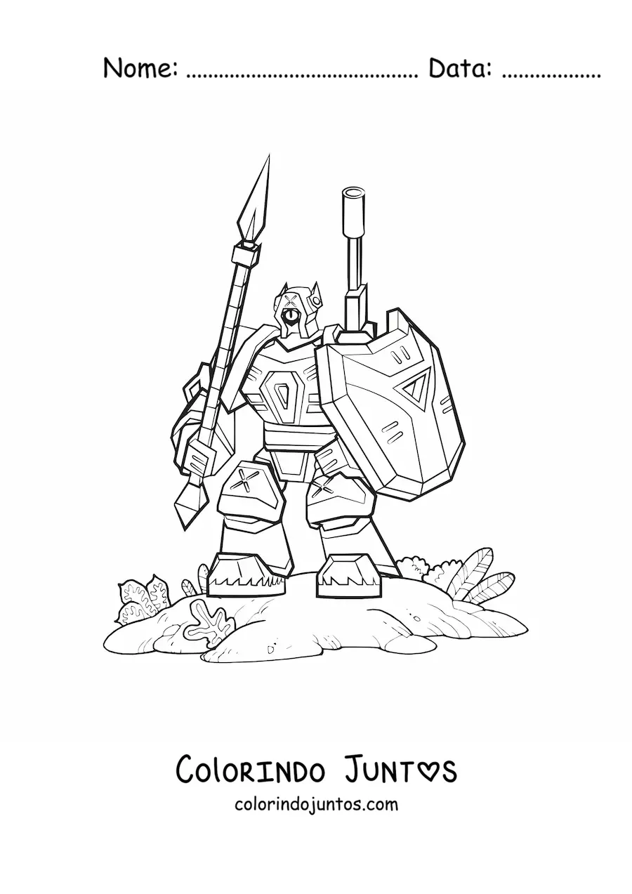 Desenho para colorir de um robo militar grande