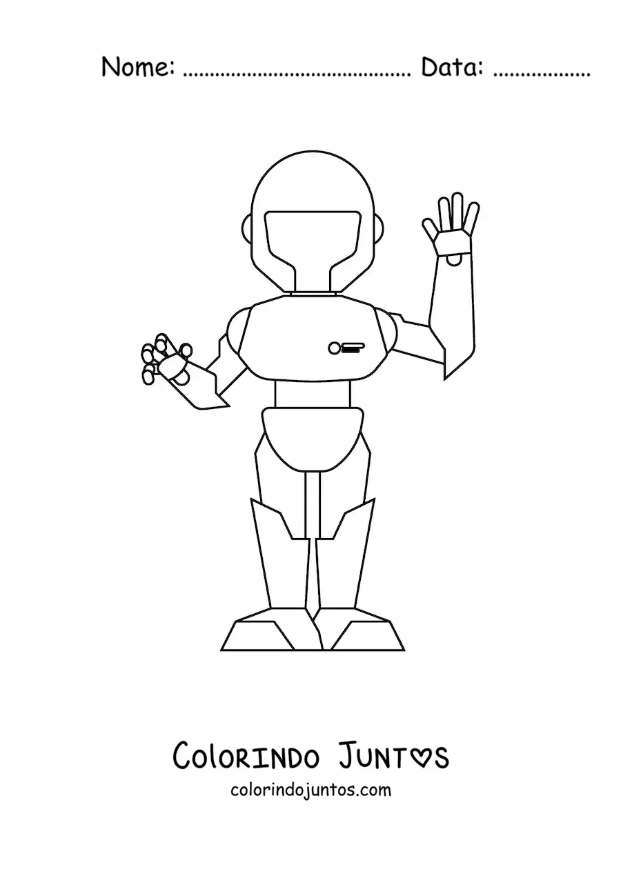 Desenho para colorir de um robo humanoide