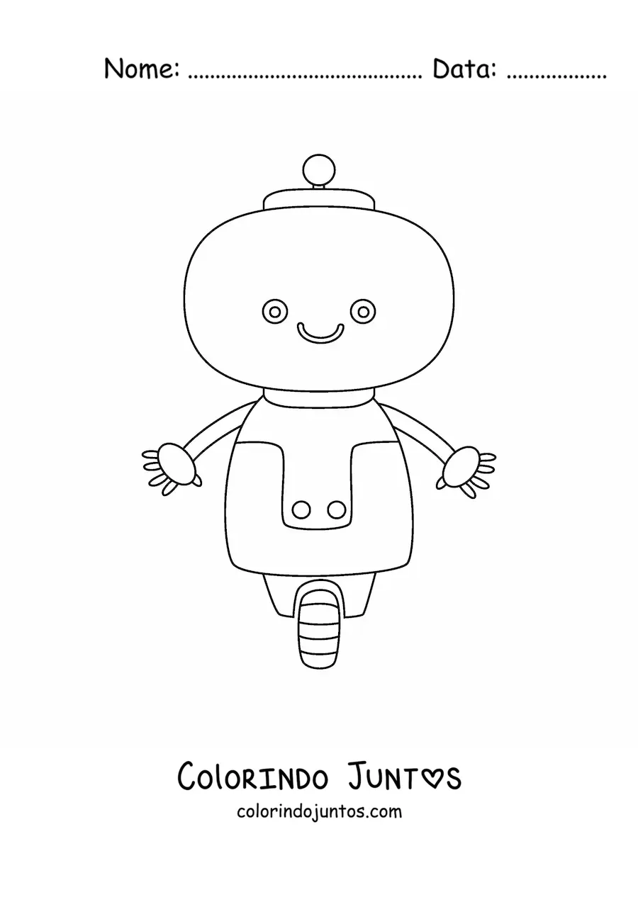 Desenho para colorir de um robo kawaii com rodas