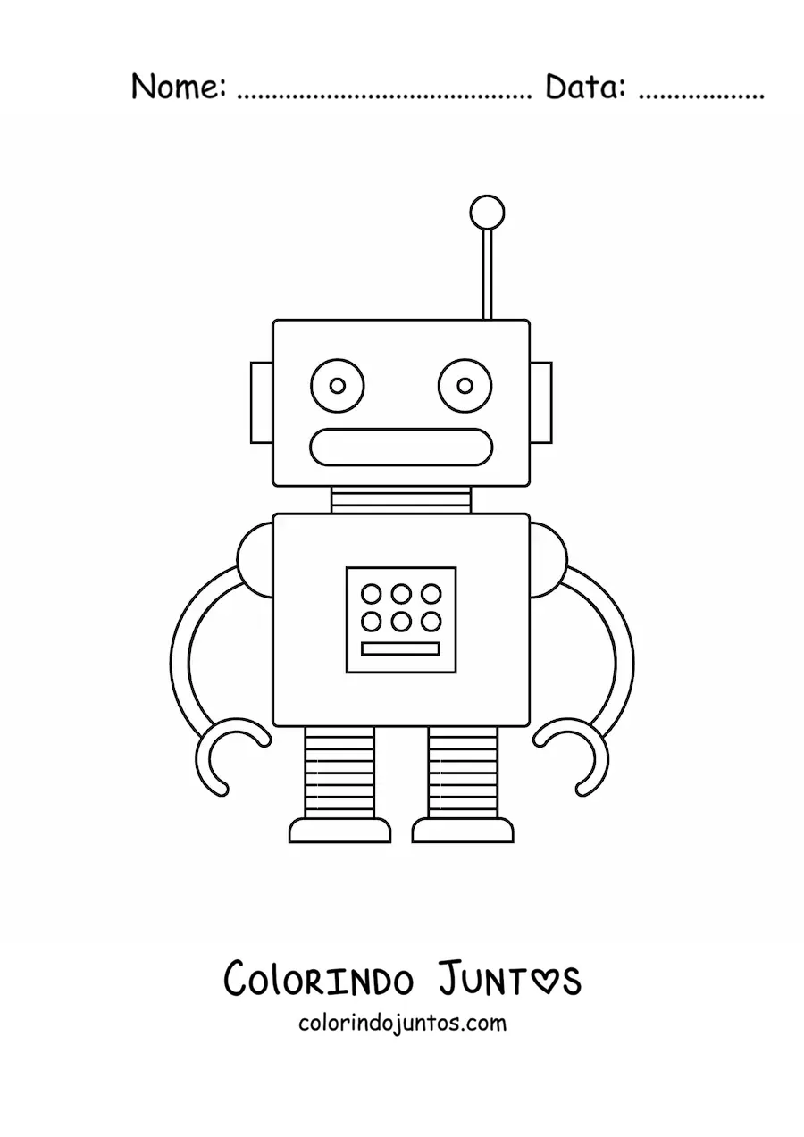 Desenho para colorir de um robo infantil pequeno