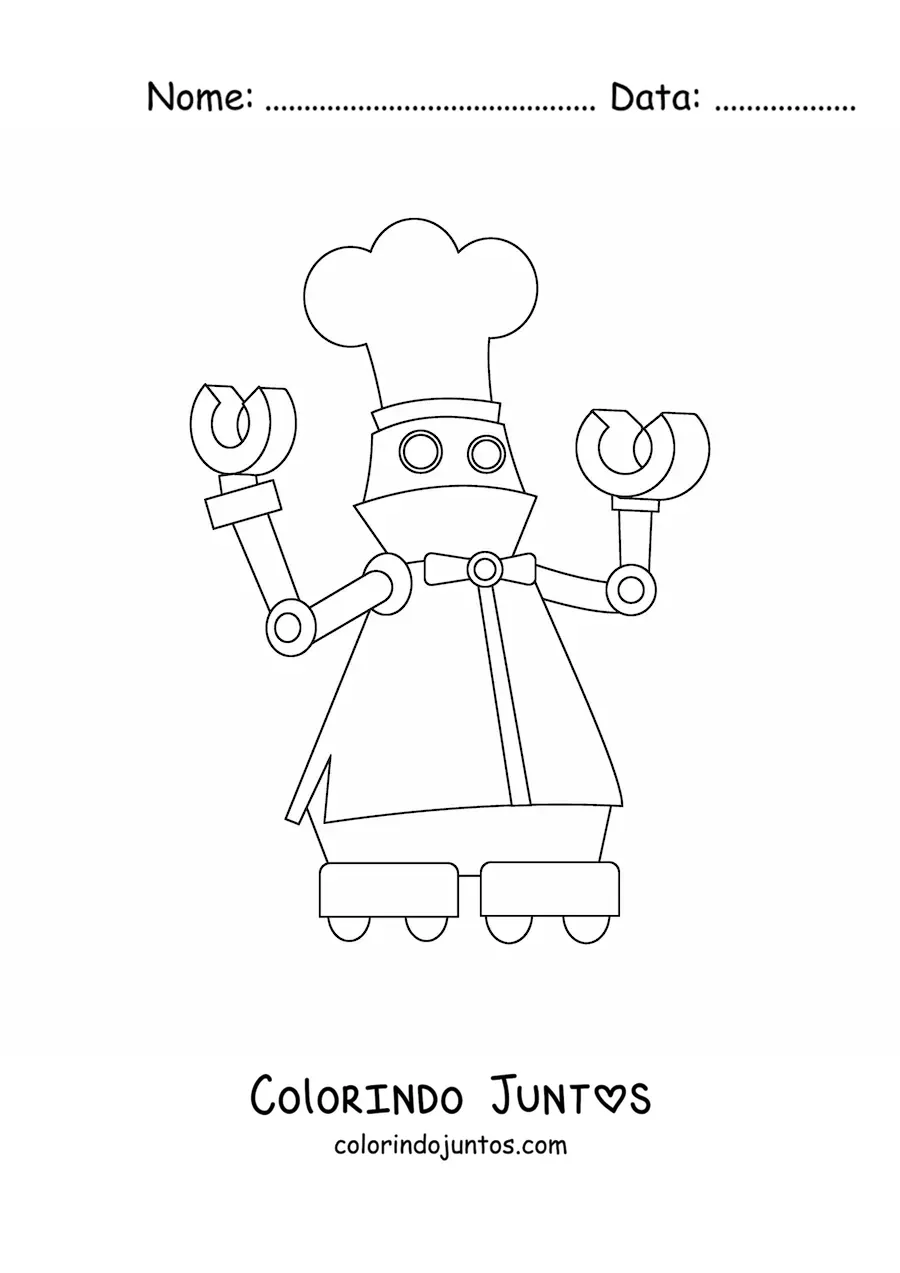 Desenho para colorir de um robo chef