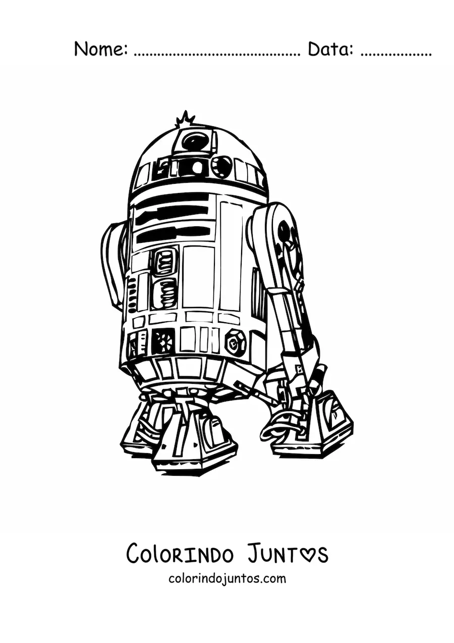 Desenho para colorir de R2D2, o robo espacial