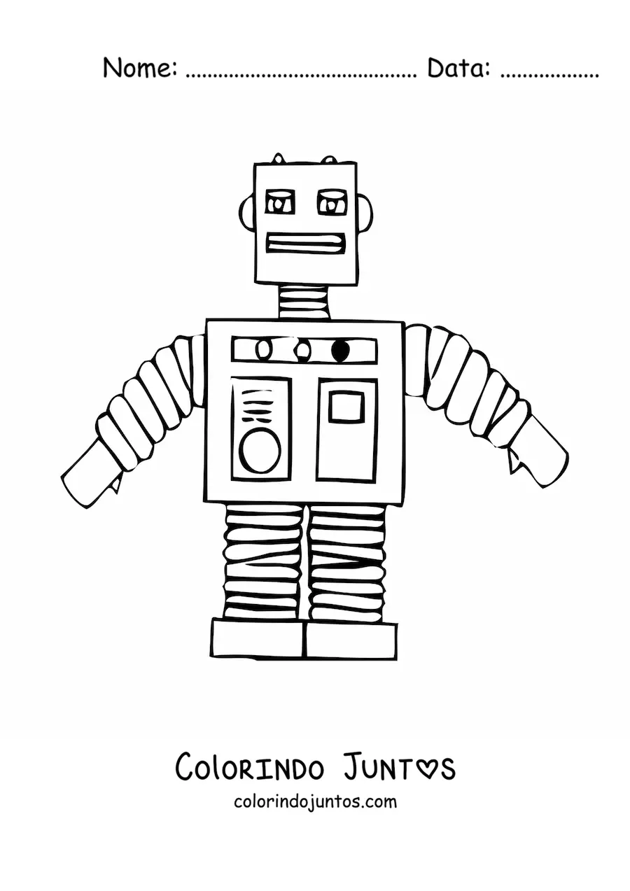 Desenho para colorir de um robo retro