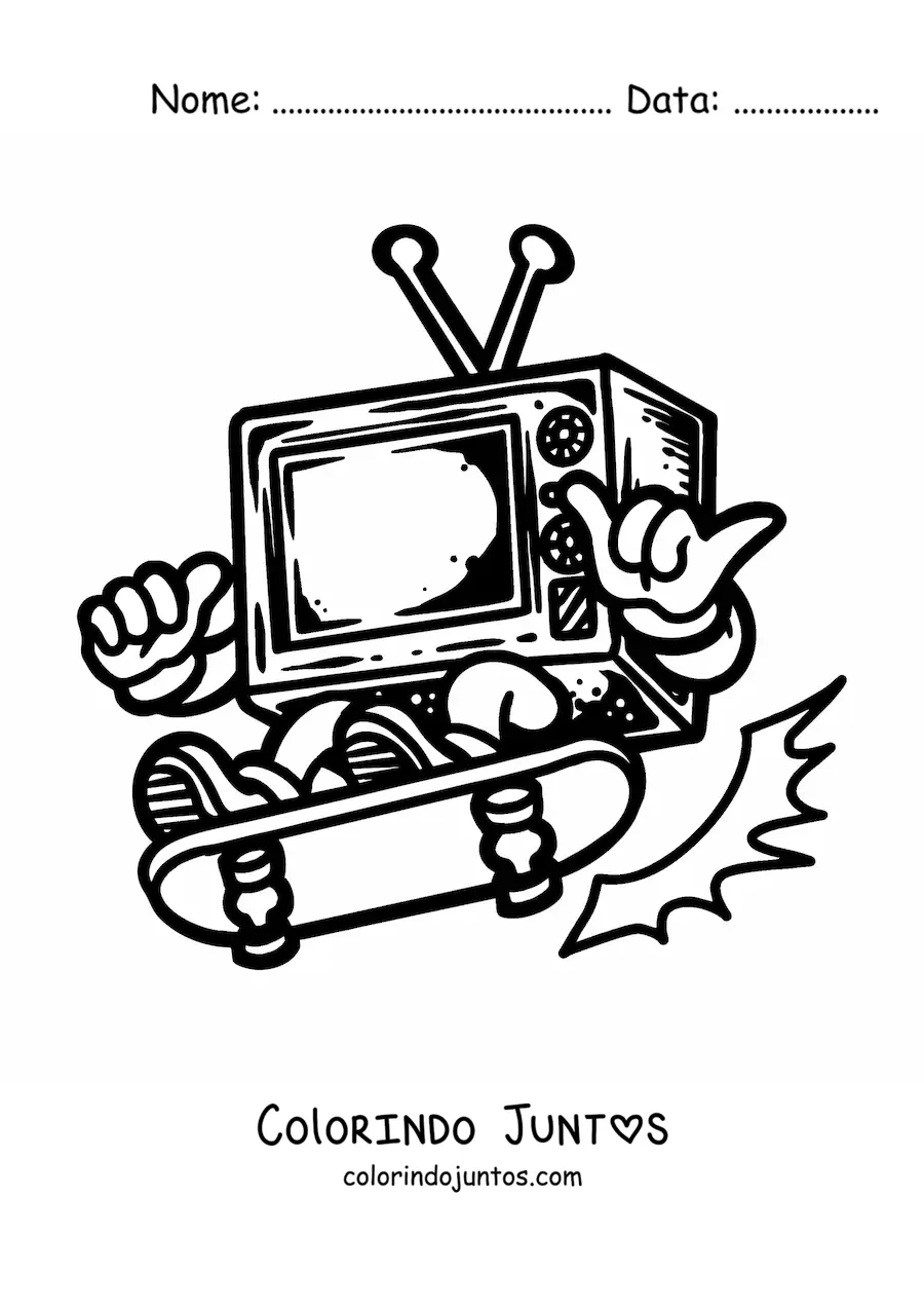 Desenho para colorir de uma televisao animada