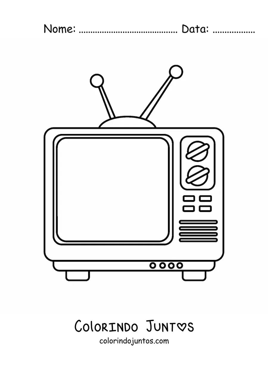 Desenho para colorir de uma televisao antiga